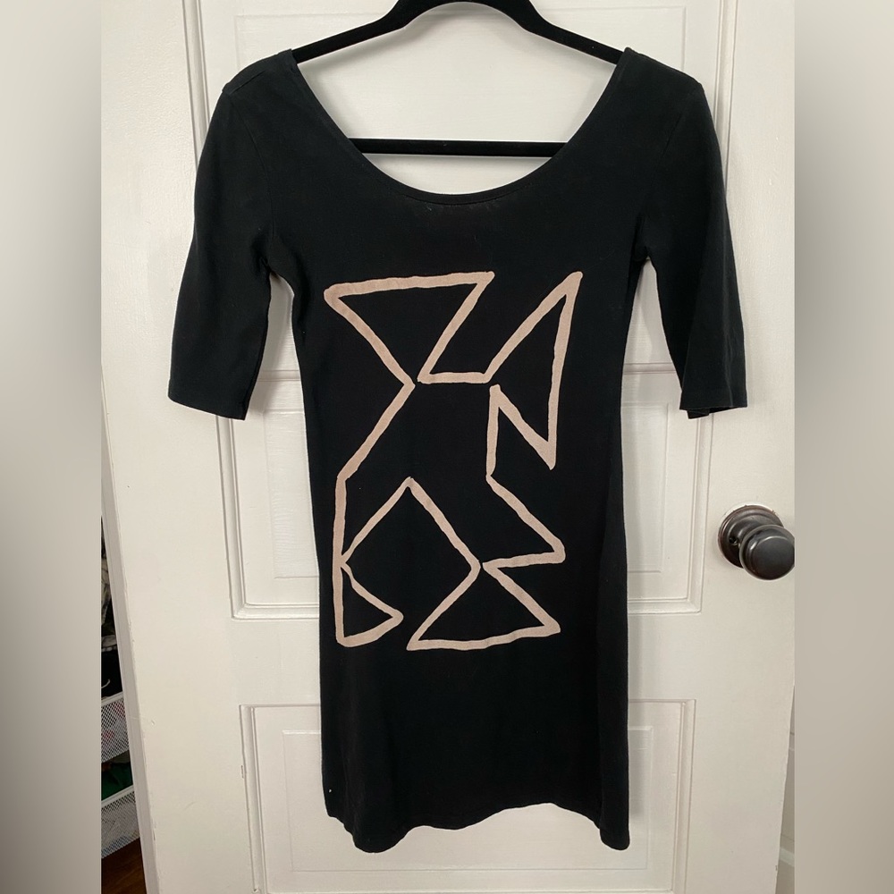 Mary Meyer Long Sleeve Bodycon Dress with White graphic - size S